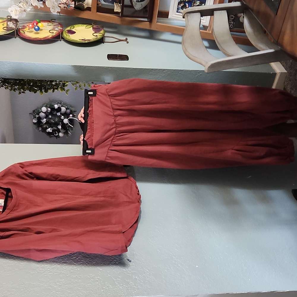 Free People Red Jogger Set